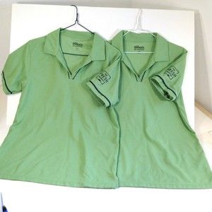 (2) Women’s Ukrop's Threads Green Employee Work Polo Shirt Fresh Market Size S